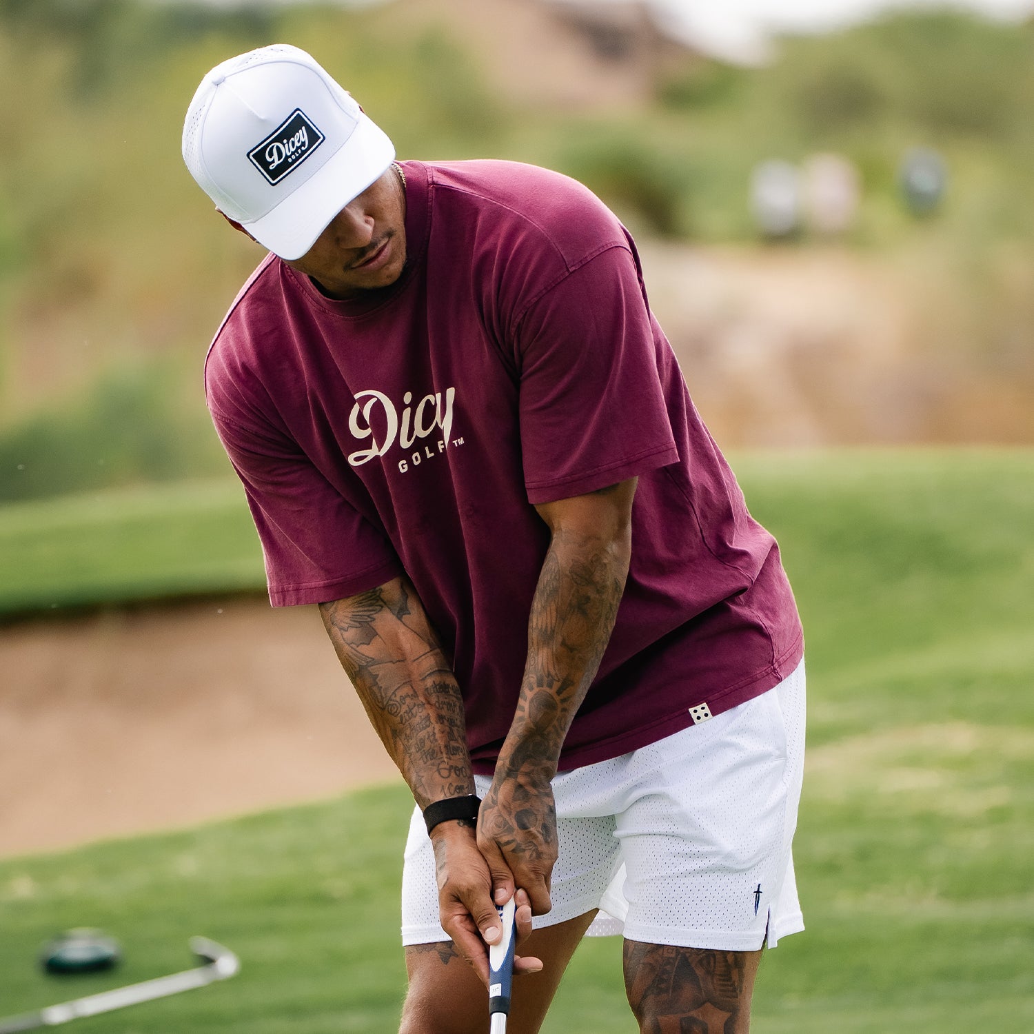 Maroon Dicey Staple Tee