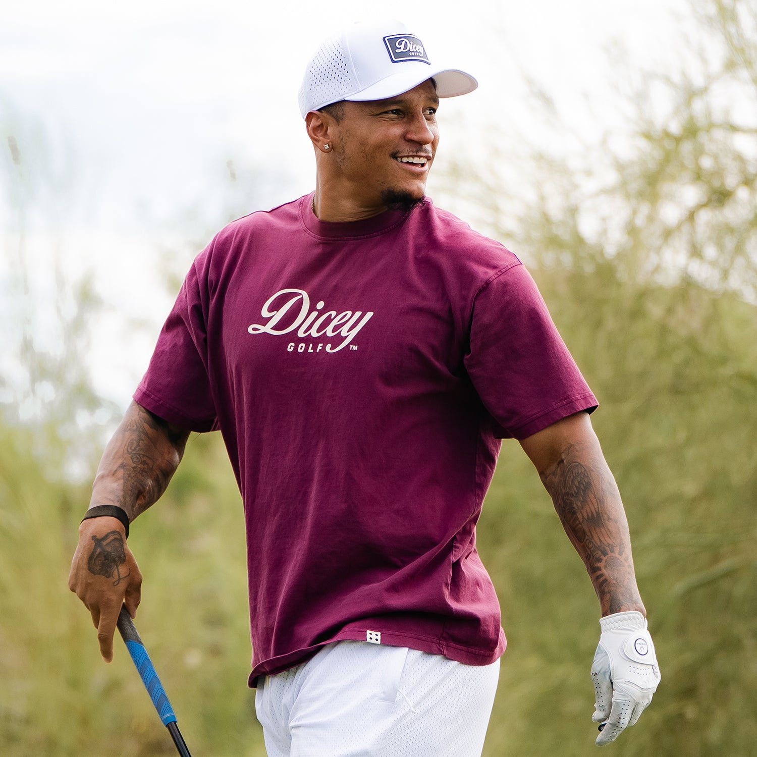 Maroon Dicey Staple Tee