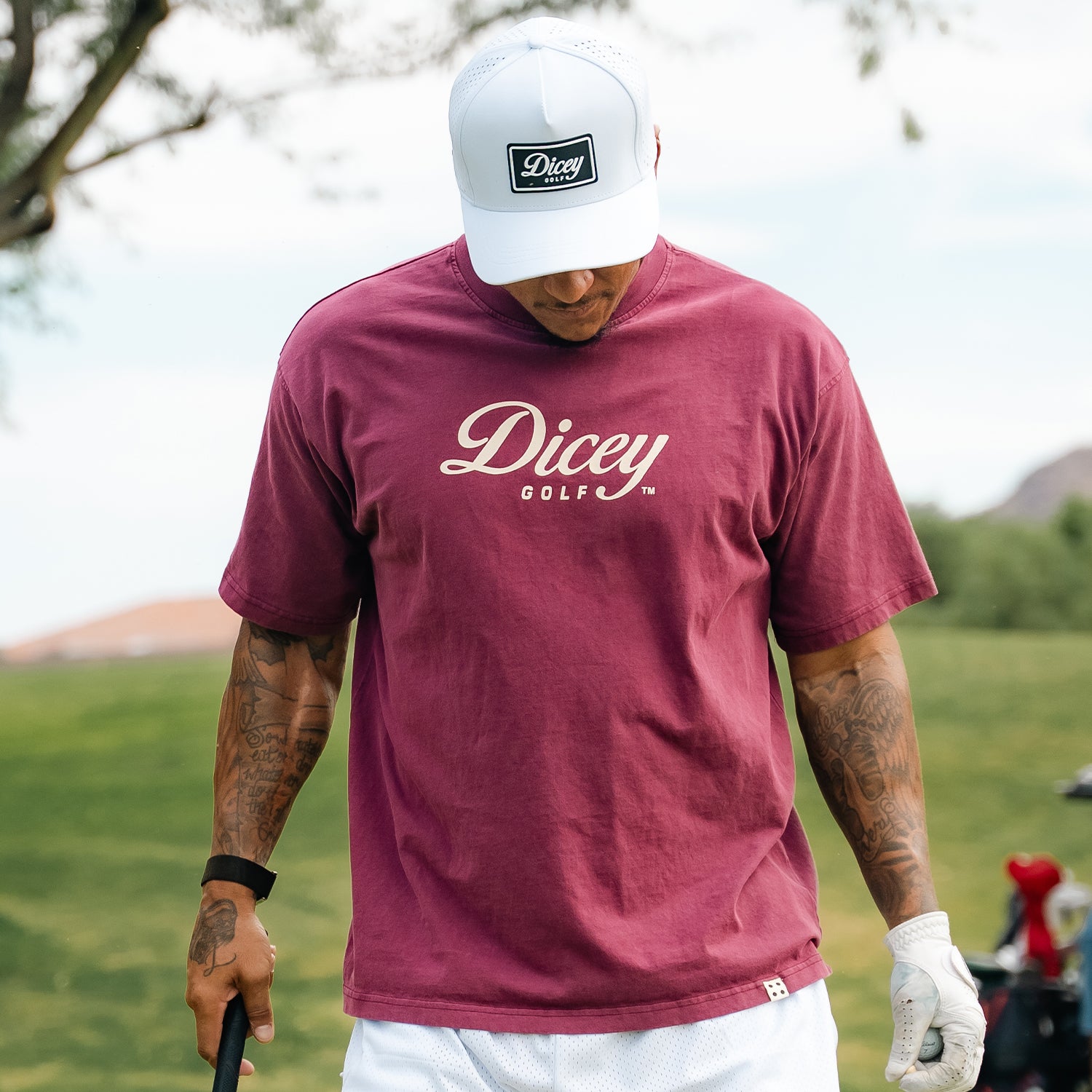 Maroon Dicey Staple Tee